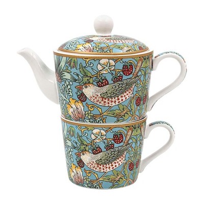 Keramik Tea For One Set W. Morris Erdbeerdieb stapelbar Teekanne & Tasse Tea Time
