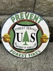 VINTAGE SMOKEY THE BEAR FOREST FIRE PREVENTION PORCELAIN METAL GAS OIL SIGN