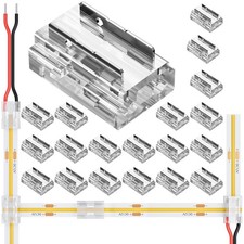 20 Pack 8-in-1 LED Strip Connectors, for 8mm 2-Pin COB/SMD 2835/3528 LED Stri...