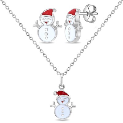 Weihnachten Schneemann Kinder/Kinder/Mädchen Schmuck Set - Sterlingsilber