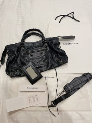 良品　BALENCIAGA The City 115748 Bag Black BALENCIAGA The City 115748 Shoulder Bag Black with Cards,Dust bag