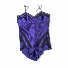 Victoria's Secret Purple Satin Lace Teddy Romper, Small
