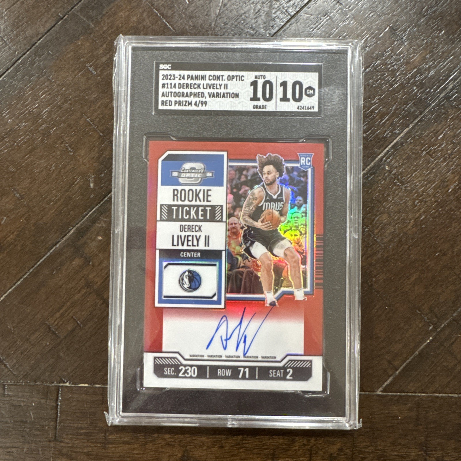 2023-24 Contenders Optic RC DEREK LIVELY II Red Rookie Ticket Auto SGC 10 | 10