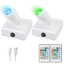 Wireless LED Spotlight, Wall Picture Lights,12 Colors Changing Accent 2Pack