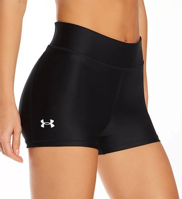 NEW! UNDER ARMOUR [S] Women Compression Mid-Rise Shorty Shorts-Black 1360925