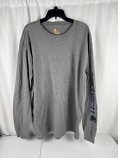 Carhartt Mens Size XL Long Sleeve Gray T-Shirt Original Fit Pre-Owned