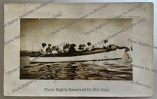 Antique RPPC Family? In Motor Launch Real Photo Postcard 