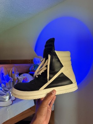 Rick Owens Geobasket High Top Sneaker Black White Size 13.5 US