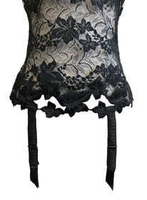 La Perla Lace Sheer Floral Black Lingerie Bustier Corset Garter Size 1 US 32C