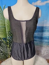 NWT Cupshe Womens One Piece Swimsuit Size Extra Large Black Gold