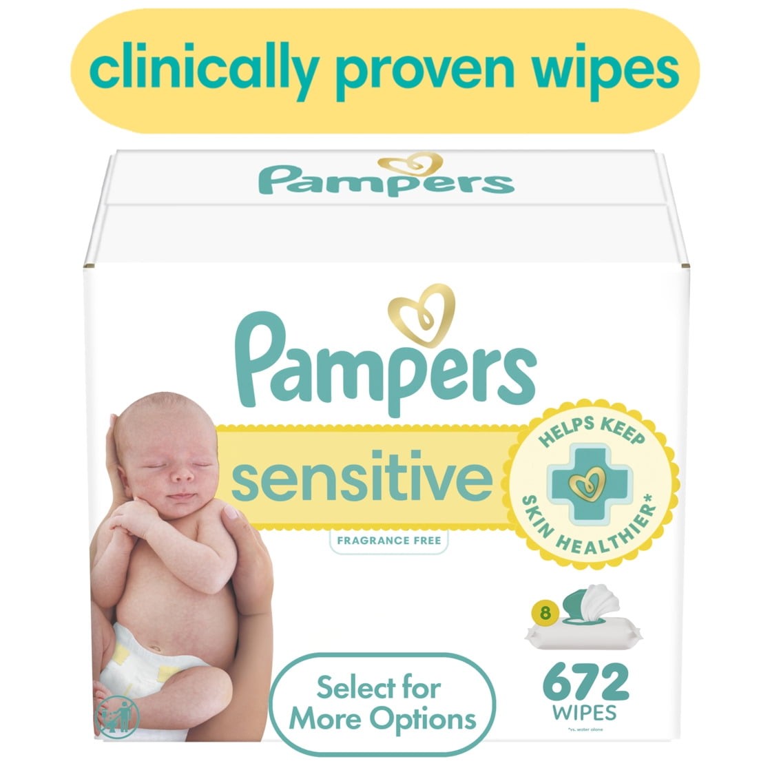 Pampers Sensitive Baby Wipes 8-Pack 672 Wipes (Select for More Options)