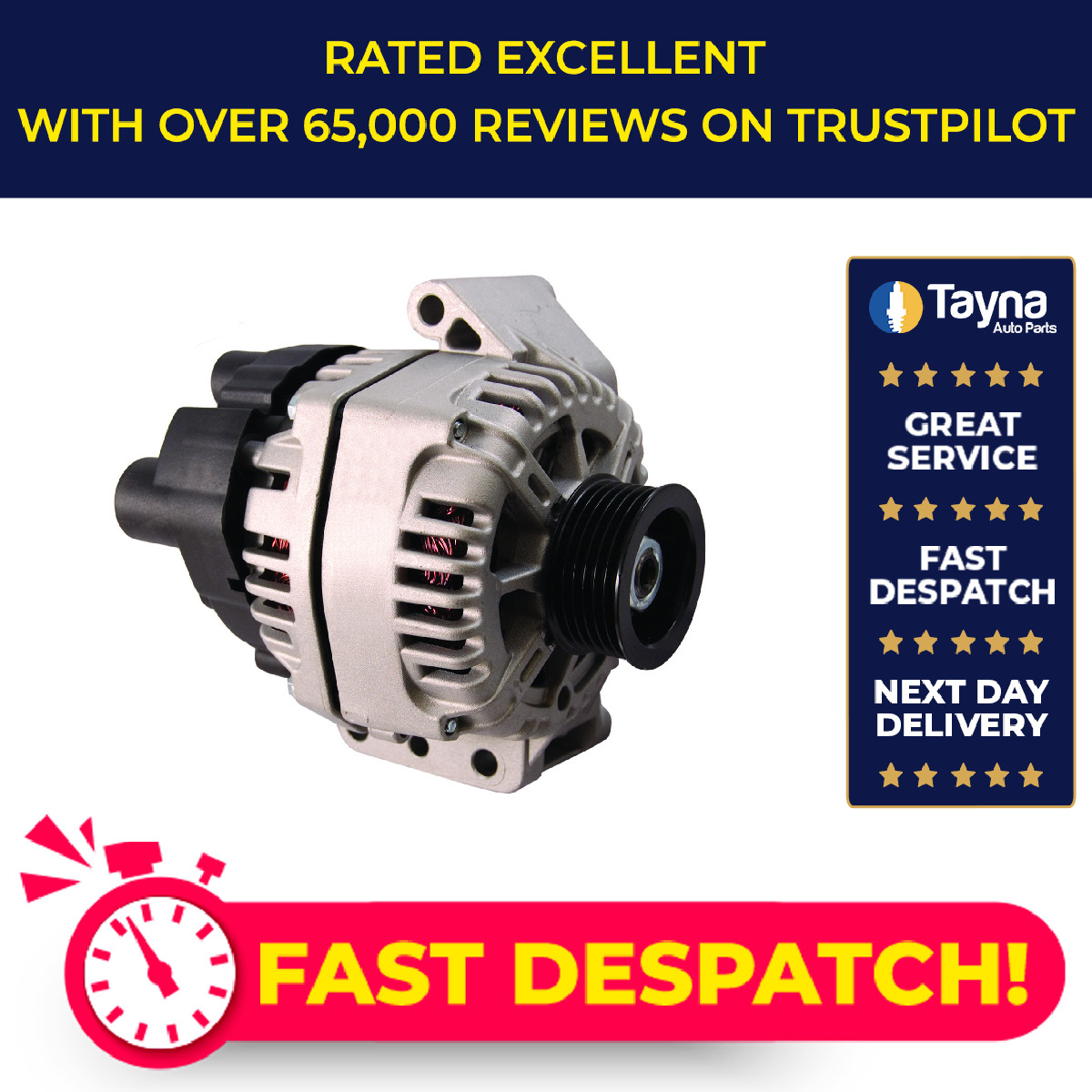 Alternator fits FIAT PANDA VAN 169 1.3D 2004 on 46823546 468235460 51784847 Apec
