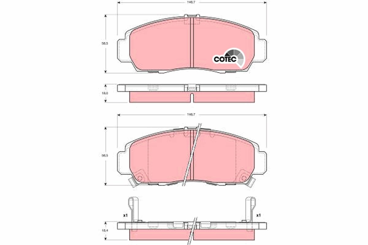 Front TRW-OE GDB3240 Brake Pad Set, disc brake for ACURA,HONDA,HONDA (DONGFENG),