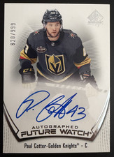 PAUL COTTER 2021-22 SPA FWA FUTRE WATCH AUTO AUTHGRAPHED ROOKIE CARD SP /999. rookie card picture