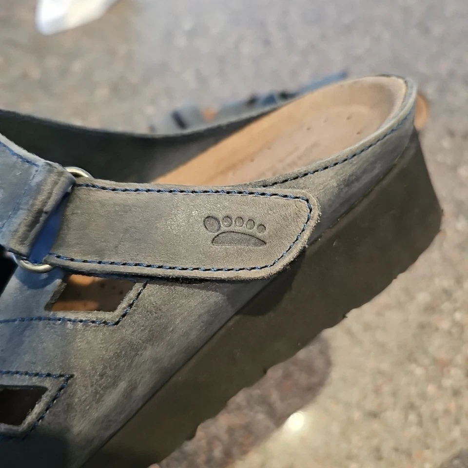 Spring Step Strappy Sandals Shoes Wmns Sz 40 EU 9M US Blue Leather Wedge - Image 3 of 4