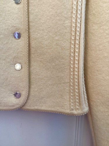 Geiger Tyrol sz 40 butter yellow boiled wool jacket knit panels - Picture 3 of 8