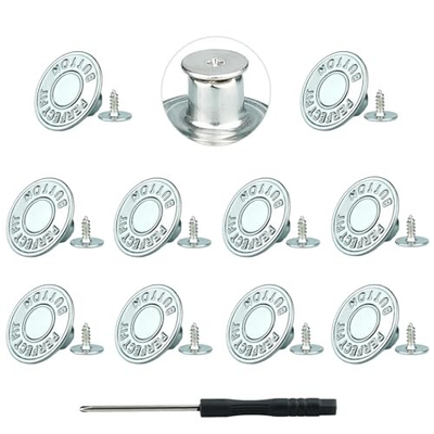 #ad #ad Jean Button Replacement Kit 10 Sets 17mm Metal Snap Buttons No Sew Design $6.06