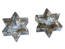 Glass Star Candleholders Clear Tealight Holders Box Set