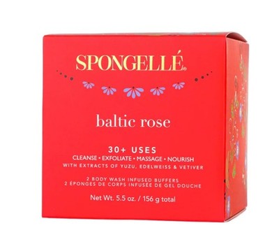 Spongelle Baltic Rose Body Wash Buffer 2 Sponges 30+ Wash Duet Duo NEW LID TEAR