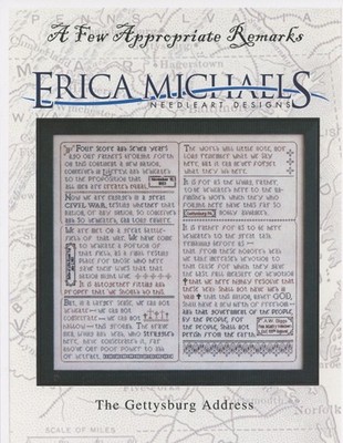 Erica Michaels Appropriate Remarks Gettysburg Address Cross Stitch Pattern