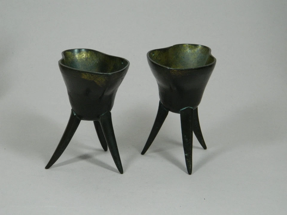 Paar Ritualgefäße Typ Jue Wine Cup Bronze Messing China Qing 18./19. Jhd. - Bild 4 von 4