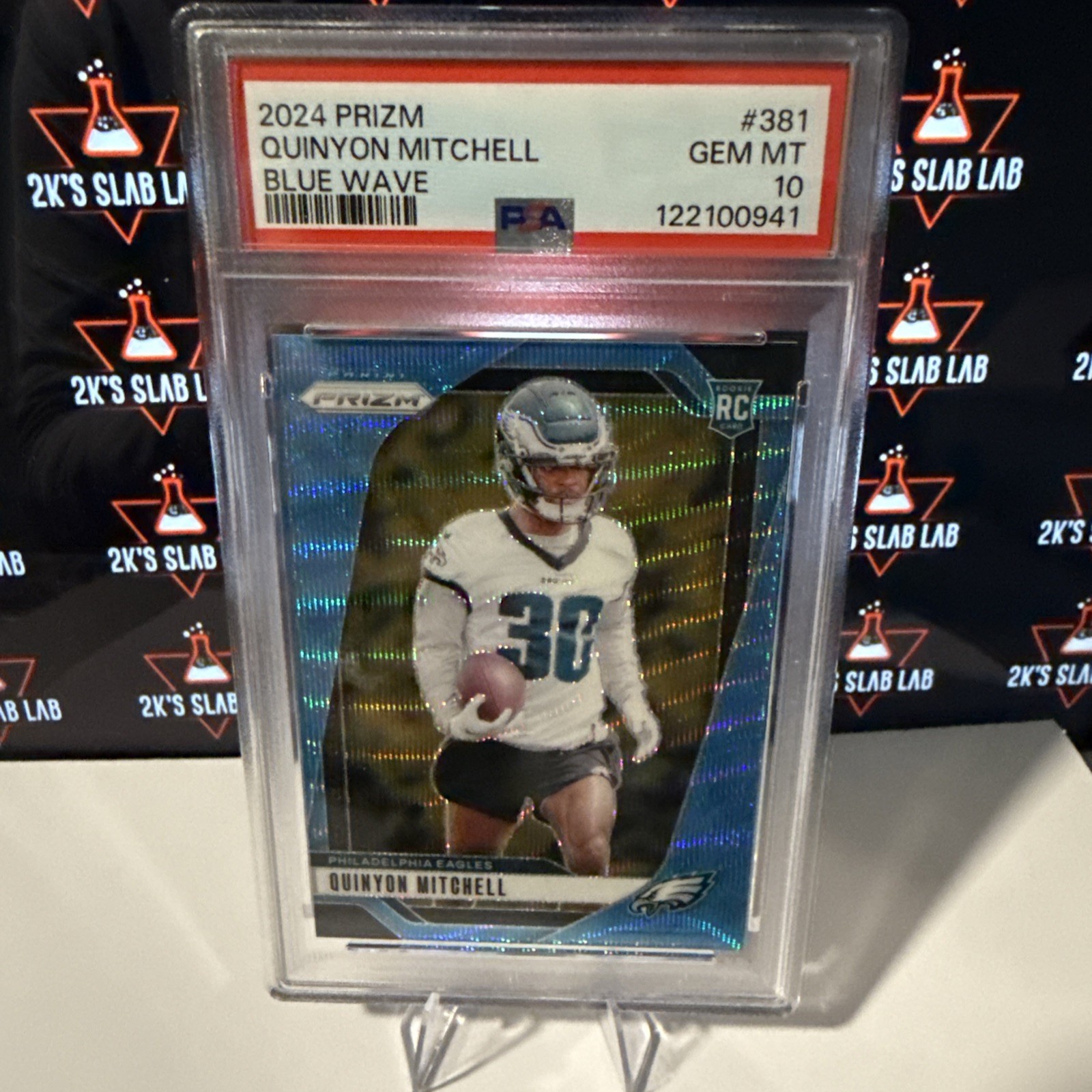 2024 Panini Prizm - Quinyon Mitchell #381 Blue Wave Prizm /230 RC PSA 10 Eagles