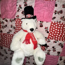 2000 Vintage Coca-Cola Polar Bear Plush 15 Tall Holding Coca-Cola Bottle New