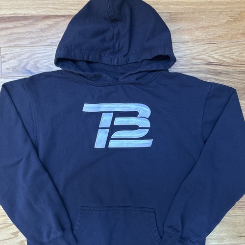 TB12 Tom Brady Hoodie Youth Size Large Blue Logo Embroidered Pull Over Fleece - Picture 4 of 11