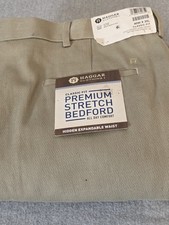 Haggar Premium Bedford Stretch Men's 40x30 Pants Flex Waist Comfort Beige NEW