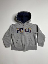 Polo Ralph Lauren Embroidered Logo Kids Youth Full Zip Hoodie Gray Size 4