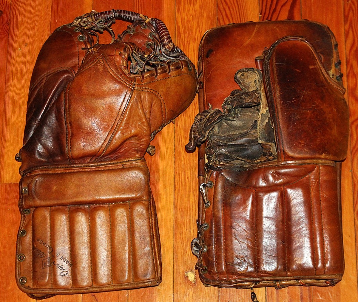 ゲルゲ〜珍品ヴィンテージグローブ Vintage 1960's GM10 ? Cooper Weeks Pro Model Hockey Goalie Glove