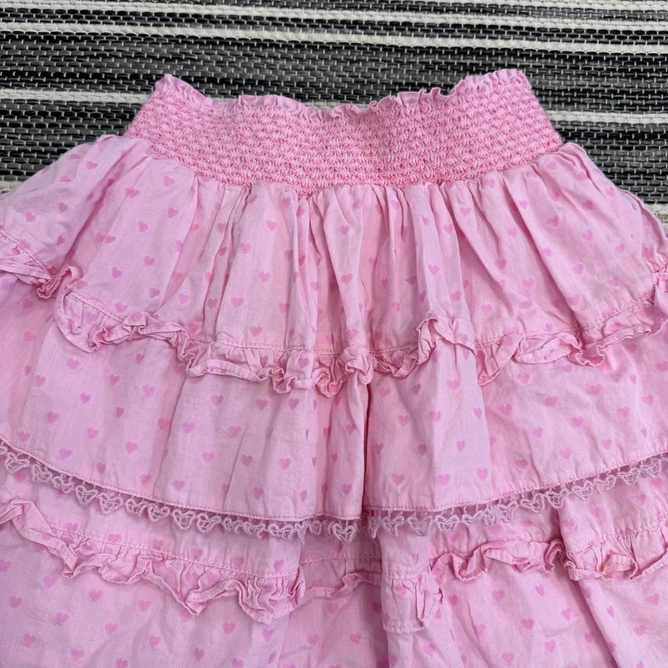 American Girl x LoveShackFancy Skirt Girls Medium 10/12 Heart Ruffle Lace Pink - Image 2 of 4