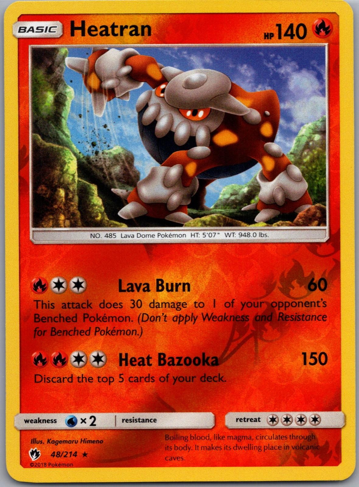 Heatran 48/214 Rare Lost Thunder Pokemon Reverse Holo Near Mint