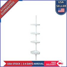 Mainstays Adjustable Tension Shower Pole Caddy 3 Shelves White 60 to 96 Inch