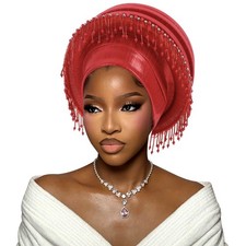 Tassel Hijab Bonnet Turban Cap African Women Nigeria Gele Headtie Party Headwear
