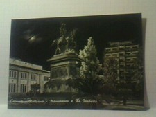 CATANIA MONUMENTO A RE UMBERTO SICILIA NOTTURNO DI vecchia cartolina foto veduta
