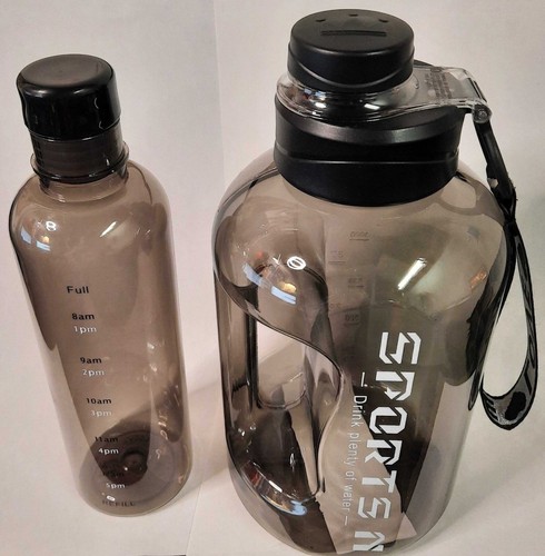 NEW 1.7L Large Sports & Car Water Bottle w/ Volume/Time Scale - BPA-Free Bundle