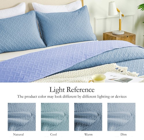 3 Piece Quilted Bedspread Throw Single Double King Size Embossed Bedding Bed Set - Picture 9 of 108