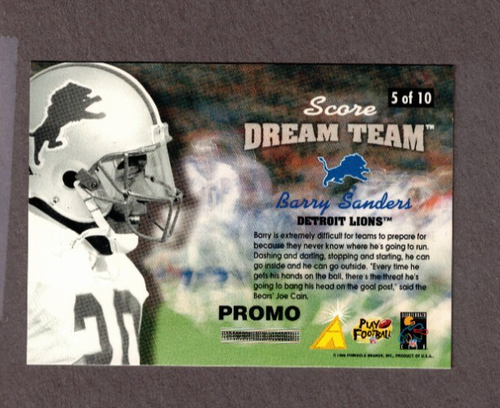 Barry Sanders 1996 Score Dream Team PROMOCIÓN - Imagen 2 de 2