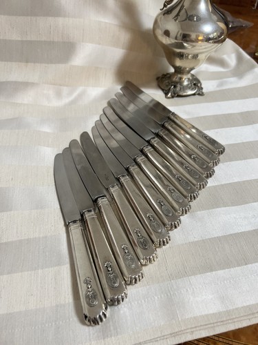 Set, 12 Messer Russland für Polen AБ 84 Zolotniki Silber - Bild 2 von 11