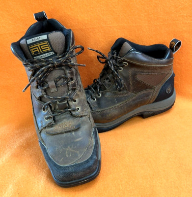 Men's Ariat Terrain Brown & Black Square Steel Toe Work Boots Size 9.5D 10016379