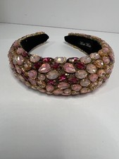 Gorgeous Full Covered Rhineston Headband Prong Setting Pink and Gold MIC31 