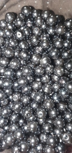 8mm Pearl Glass Beads 350g Charcoal Hematite Silver Grey - Picture 3 of 3