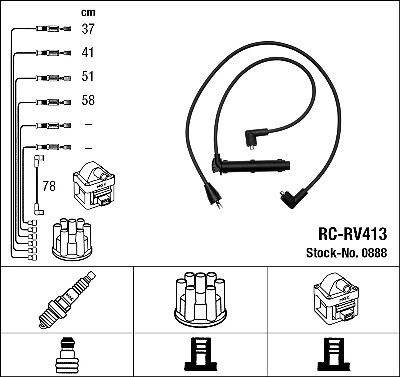 0888 NGK Ignition Cable Kit for FORD,ROVER