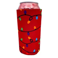 Christmas Lights Pattern 16 oz. Can Coolie