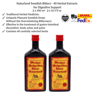 Naturland Swedish Bitters - 40 Herbal Extracts for Digestive Support 500ml x 2