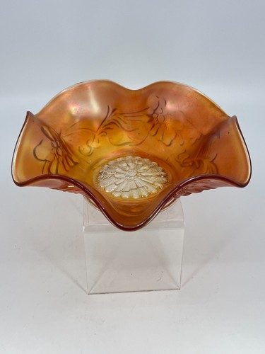 1940s Northwood Grape & Cable Carnival Glass Dish Marigold Glass Candy Dish VTG - Picture 22 of 24