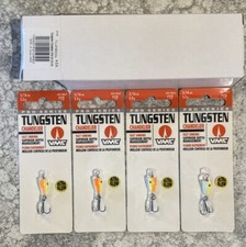 4 Packs VMC Tungsten Chandelier Ice Fishing Jig 3/16 OZ Orange Chartreuse Glow