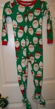 Carter's Santa Claus Green One Piece Footed Pajama PJ Toddler Size 4T NWT