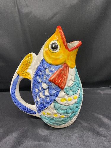 S Stefano "FISH" Shaped Camastra ME Desuir Italy ~ Pitcher ~ 10 1/4" Tall - Picture 7 of 10